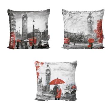 Imagem de Almofadas Decorativas Vermelhas E Preto Love Para Sofá 40X40 - Novadec