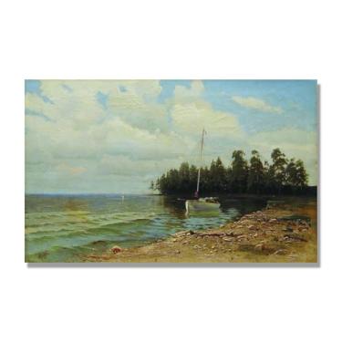 Imagem de Impressões em tela famosas. "The Gulf of Finland" de Lev Lagorio, reproduções de arte clássicas, decoração de parede moderna para sala de estar escritório. 50x80cm-19,6x31in sem moldura