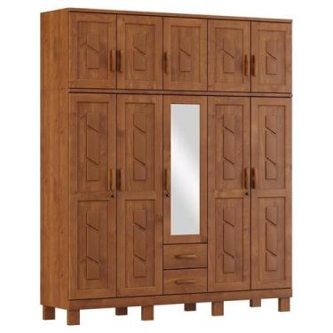 Imagem de Guarda Roupa 10 Portas 2 Gavetas Com Espelho Cobre Imbuia - FN - Fines