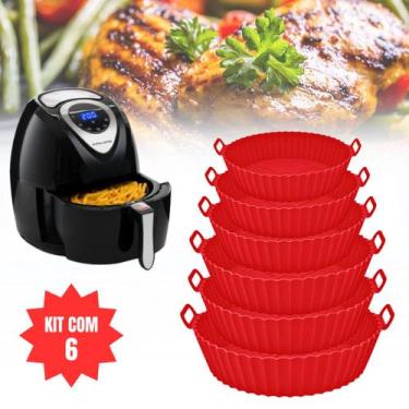 Imagem de Kit 6 Forma de Silicone para Fritadeira Air Fryer com Alça Antiaderent