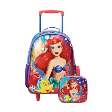 Imagem de Kit Escolar Mochila De Rodinha + Lancheira Ariel Sereia - Xeryus