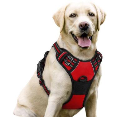 Imagem de Arnês para cães rabbitgoo No Pull, ajustável, vermelho para cães grand