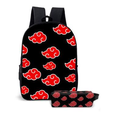 Imagem de Mochila Volta as Aulas Anime Nuvem Vermelha Justu Naru Fãs Faculdade T