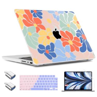 Imagem de TWOLSKOO Capa para MacBook Pro de 16 polegadas M4 A3403 A3186 M3 A2991 M2 A2780 M1 A2485 (2024-2021) Pro/Max, capa rígida de plástico, capa de teclado, adaptador tipo C e protetor de tela, azul