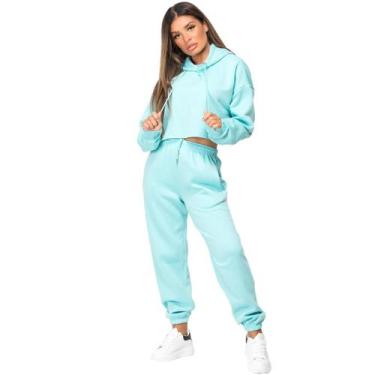 Imagem de conjuto cropped moleton feminino  conforto 100 algodao - GELPasso, Azu