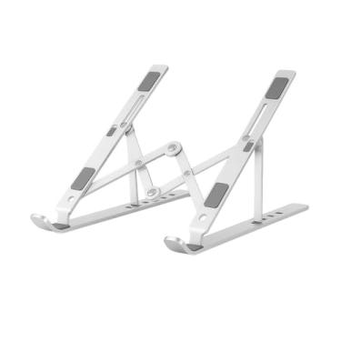 Imagem de Suporte para Notebook Tablet Linha Premium em Alumínio Dobrável e Ergonômico Para Mesa, Ajustável em Diversos Ângulos, Portátil, Resistente e Leve