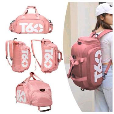 Imagem de Mala Mochila T60 Transversal Feminina Fitness Luxo Cor Rose