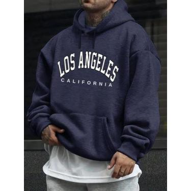 Imagem de Moletom Masculino Blusao Casual Basico Estampado Los Angeles - Qualida