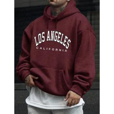 Imagem de Moletom Masculino Blusao Casual Basico Estampado Los Angeles - Qualida
