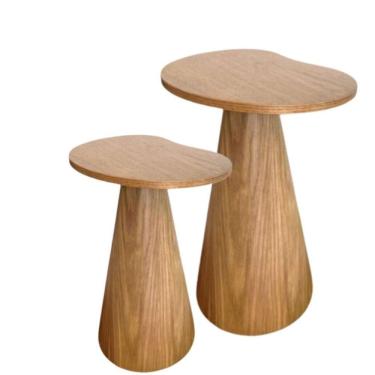 Imagem de Conjunto De Duas Mesas Laterais Orgânica Freijó