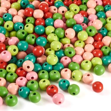 Imagem de Spritewelry Contas de madeira natural de 16 mm, 240 peças, contas redondas de madeira para artesanato, pônei de madeira tingida, colorida, espaçador, miçanga a granel para fazer joias, pulseiras