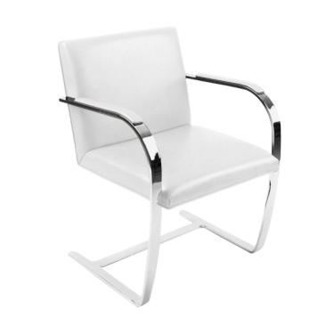 Imagem de Cadeira Brno Couro Natural Branco Barra Chata Cromada Cor Branco