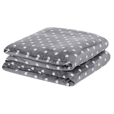 Imagem de Manta Solteiro Balls Microfibra Decorativa Cinza