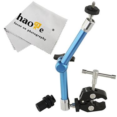 Imagem de Haoge Braço mágico articulado de aço inoxidável de 11 polegadas com grande grampo para monitor HDMI LCD luz LED DSLR câmera vídeo tripé luzes de flash TPCAST HTC Vive Pro base estação lightinghouse azul