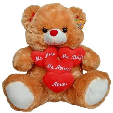 Imagem de Urso De Pelúcia Com Coração Amor Te Amo 28cm Caramelo Fizzy