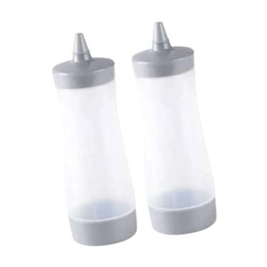 Imagem de Bothyi 2x Frascos de esguicho para condimentos, dispensador transparente de condimentos para ketchup, óleo, restaurante, molho para salada, churrasco, Cinza
