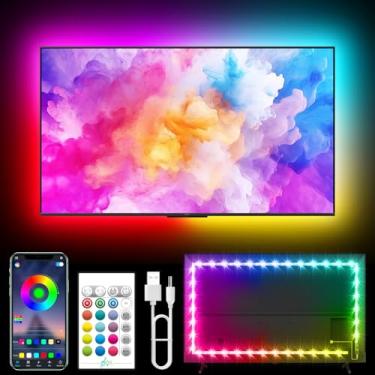 Imagem de Tyute Luzes Led Para Tv, De 5,5 M Iluminação Traseira 102 A 198 Cm, Luz Fundo Rgb Com Mudança Cor E Aplicativo Controle Remoto, Fita Usb Sincronização Musical Decoração Quarto Sala Jogos