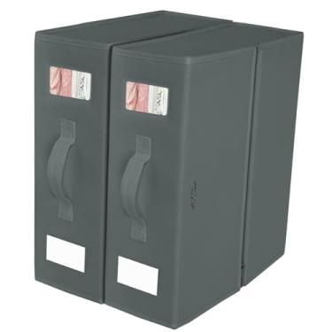 Imagem de 4C'Son Organizador De Lençóis Dobrável Com Zíper Duplo, Caixas Armazenamento Tecido Para Lençóis, Armário Roupa Cama Linho Janela E Alça Extra Resistente (Pacote 2 - Cinza)