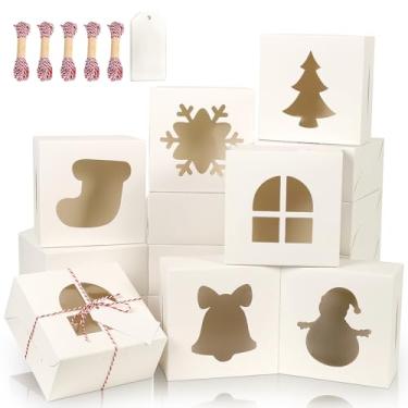 Imagem de BEAVOING 36 Caixas De Padaria Brancas Com Janela, 6X6X3" Para Biscoitos Natal Presentear, 6" Pequenas Guloseimas, Mini Bolos, Sobremesas, Morangos, Cupcakes, Doces, Donuts, Embalagens
