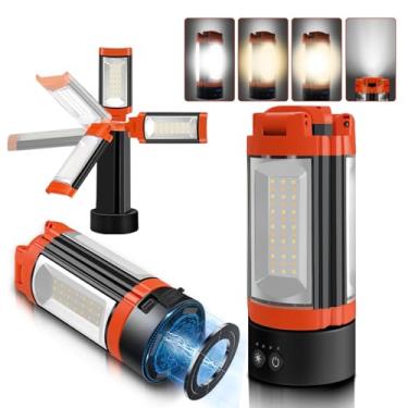 Imagem de Rylpoint Lanterna De Acampamento Recarregável 10000 Mah, Luz Trabalho Sem Fio Com 3 Lâmpadas Led, Emergência Magnética Regulável 2200 Lúmens, Laranja