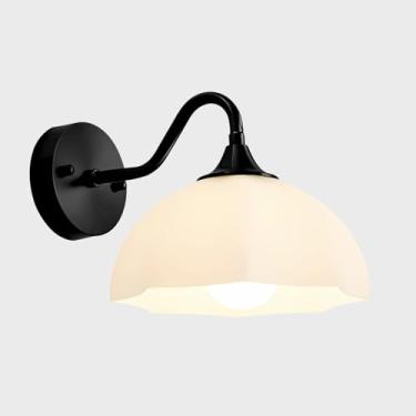 Imagem de Fulesi Luminária De Parede Vintage Em Formato Cúpula, Moderna, Minimalista, Meados Do Século, Com Luzes Vidro Branco, Industrial, Preta, Para Corredor, Quarto, Sala Estar