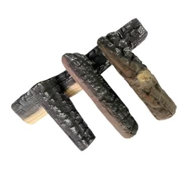 Imagem de Coosoromas Conjunto De 4 Peças Lenha Pequena Para Lareira A Gás, Feita Madeira Cerâmica Decoração, Uso Em Etanol, Tigela Fogo Propano E Fossa Externa