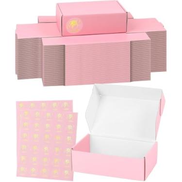 Imagem de TryDrem Caixas De Remessa Rosa 6X6X2 Para Pequenas Empresas, Pacote Com 50 Embalagens Papelão Correspondência