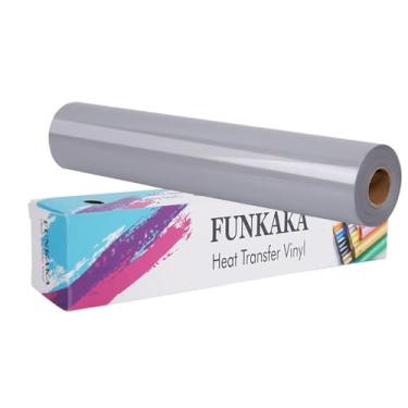 Imagem de FUNKAKA Rolos De Vinil Transferência Térmica Gray Htv, 30,5 Cm X 12,2 M, Brilhante, Para Passar A Ferro Em Camisetas, Adesivo Todas As Máquinas Corte, Fácil Cortar E Com Design Remoção Ervas Daninha