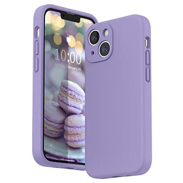 Imagem de SURPHY Capa compatível com iPhone 13 Mini com protetor de tela, (proteção da câmera e forro de microfibra macia) Capa de telefone de silicone líquido de 5,4 polegadas 2021, roxo claro