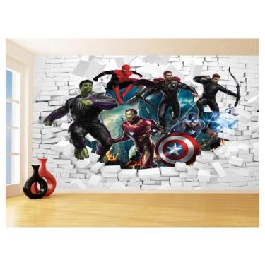 Imagem de Papel De Parede 3D Vingadores Entrando Quarto 3,5M Nhma115 - Você Deco