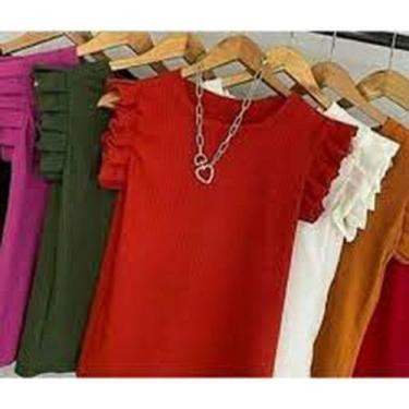 Imagem de blusa feminina manga babado malha canelada moda blogueira - Filo modas