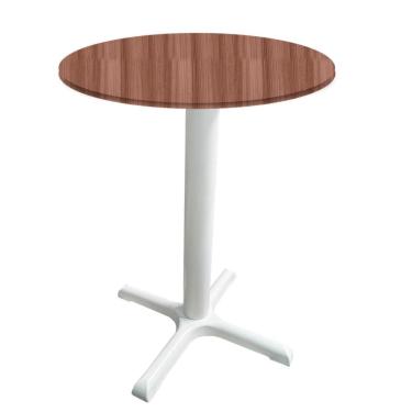 Imagem de Mesa ômega Ferro Branco 74 Cm (alt) Base Em X Tampo Mdp Redondo Walnut 60 Cm (larg) X 2,50 Cm (alt)