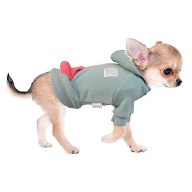 Imagem de Moletom com capuz verde SZAT PRO para cães com estampa de xícara de chá, 100% algodão para cães e gatos pequenos, pulôver de roupas chihuahua para cães meninos e meninas grandes
