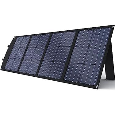 Imagem de BALDR Painel solar portátil de 120 W, estação de energia solar, carregador de célula solar dobrável com duas portas USB e saída de 18 V CC para RV, laptop, tablet, iPhone, iPad Lamp