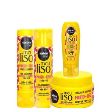Imagem de kit meu liso shampoo+condicionador+defrizante+mascara - salon line 