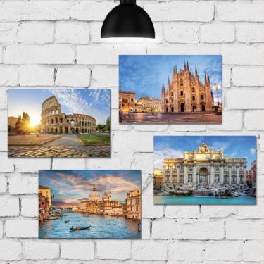 Imagem de Placa Decorativa MDF Fotos da Itália Kit 4un 30x40cm - Quartinhos