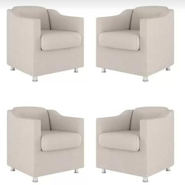 Imagem de Kit 4 Poltronas Bia Decorativa Reforçada Recepção Clinica Salão Sala De Estar Suede