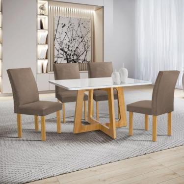 Imagem de Conjunto Mesa Arizona 120cm com 4 Cadeiras Canela Tampo Smart Plus com