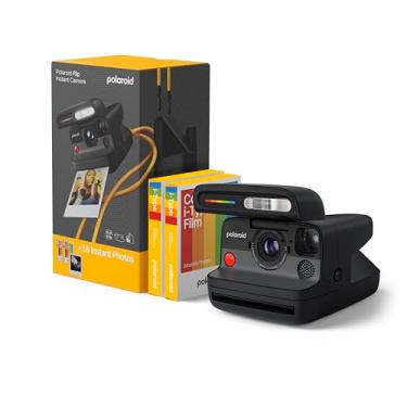 Imagem de Polaroid Câmera instantânea flip + pacote de filme colorido (16 fotos incluídas) - Preto (6565) - Sistema hiperfocal de 4 lentes, foco automático de sonar e análise de sentença com aplicativo