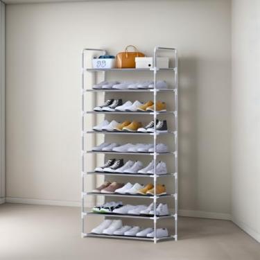 Imagem de Organizador Sapateira Portátil Desmontável 9 Andares com Prateleiras Vertical para Até 27 Pares de Sapatos em Metal e Plástico moderna, independente, economiza espaço,armário, entrada, quarto