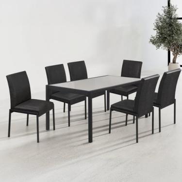 Imagem de Conjunto Sala de Jantar com 6 Cadeiras Atenas Preto - Tubulares Gol