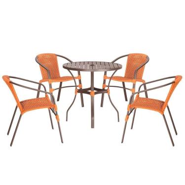 Imagem de 04 Cadeiras Floripa E Mesa Roma 100cm Marrom Trama Terra Cota