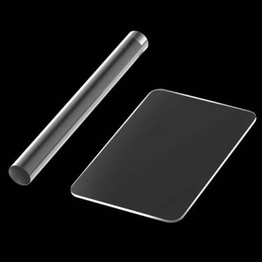 Imagem de SaisaiTan Rolo de argila acrílica e folha de acrílico para rolo de argila de polímero com placa transparente, rolo de tubo redondo, barra de argila, arte transparente, artesanato DIY ferramentas de