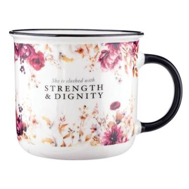 Imagem de Faithworks Presentes cristãos - Presente inspirador para mãe/irmã/avó caneca de café de cerâmica, comporta 30 ml líquidos, força e dignidade