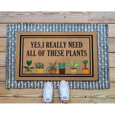 Imagem de GXFC ZHAO Capacho engraçado de boas-vindas para decoração de varanda antiderrapante presente 60 cm (C) x 40 cm (L) (sim, eu realmente preciso dessas plantas)