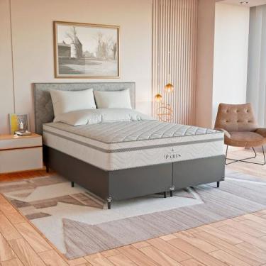 Imagem de Cama Box Queen Couro Preto + Colchão Paris Molas Cores - eShop casa, C