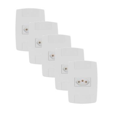 Imagem de Kit 5 Tomada Elétrica Branca 2P+T 20A 250V Placa Espelho 4x2 - Ilumi