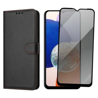 Imagem de Capa Carteira Para Galaxy A14 Capinha Flip Case + Película De Vidro 3D Privacidade Anti Spy