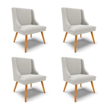 Imagem de Cadeira Sala de Jantar Pé Palito Castanho Kit 4 Liz Bouclê Cinza D03 -