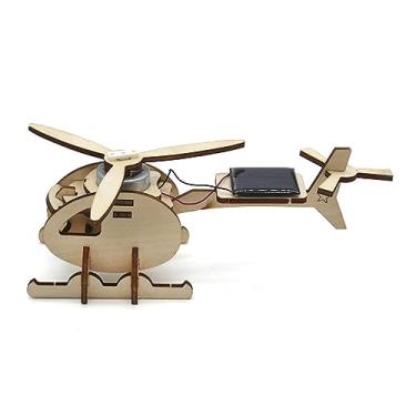 Imagem de Hyuduo Helicóptero Com Energia Solar, Brinquedo Realista de Quebra -cabeça de Madeira Em 3D para Meninos e Meninas, ótimo Conjunto de Educação de Artesanato de Bricolage, Material de Madeira Premium, Decoração de Casa Com Modelo de Helicóptero Solar